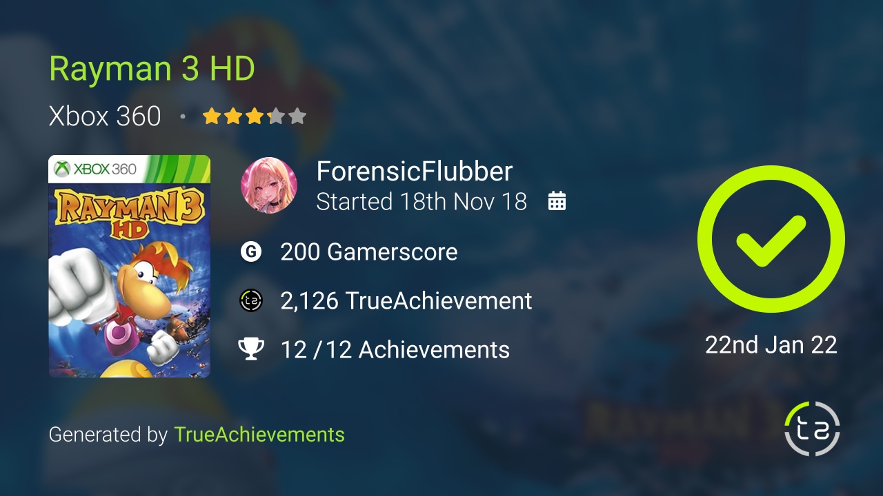 Rayman 3 HD achievement summary